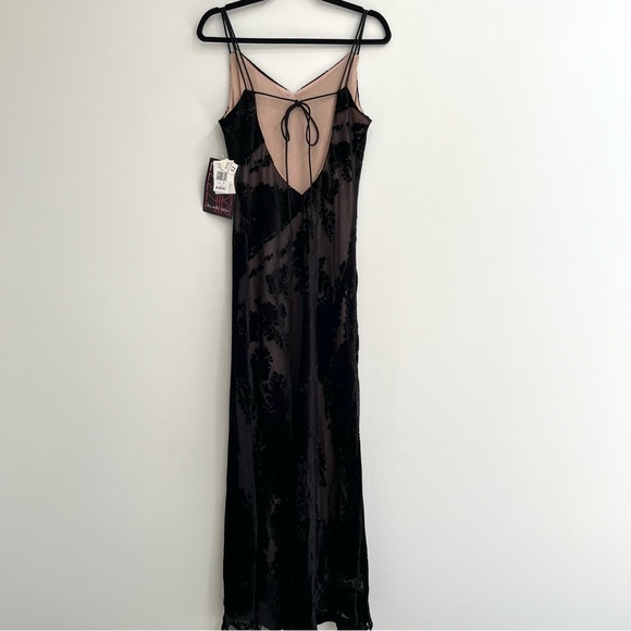 Vintage Y2K Niki Livas black burnout velvet maxi dress formal open back bias cut - Picture 9 of 14